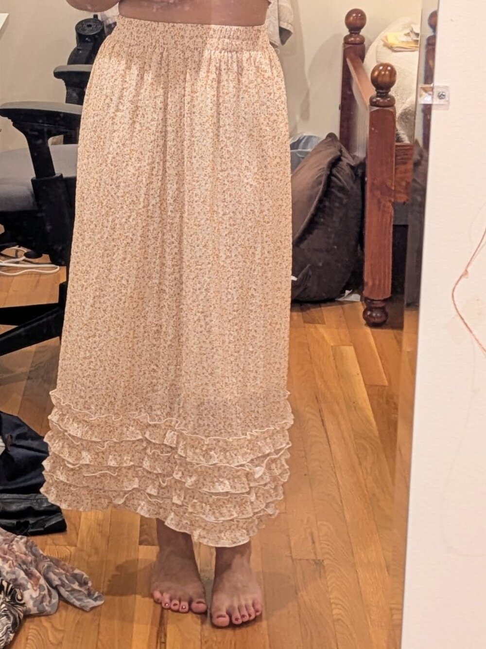 XS Floral Ruffled Maxi Skirt